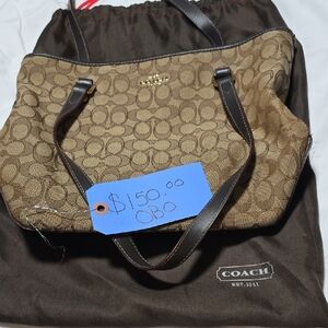 Coach Brown and Tan Tote Bag